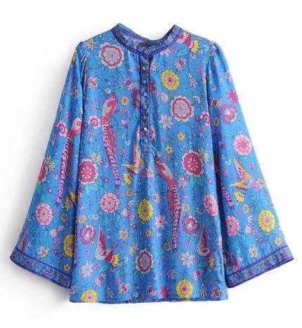 【新品】OHOTORO＊Bohemian Blouse KAYWIDE Women's Casual Boho V Neck Top Loose Floral Printed