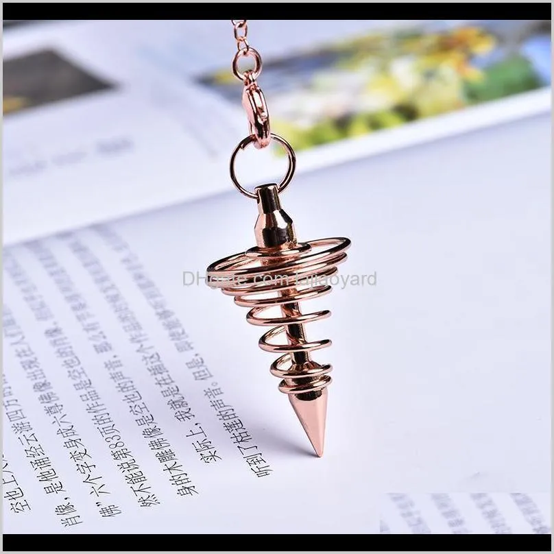 Hängen 1 st metall amulet spiral cone antik koppar guld sier färgad klocka för pyramid pendel aura qyltsi syiq7 j4aeh