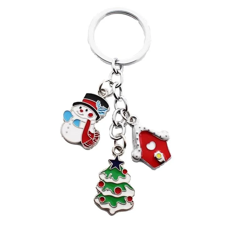 Creativity Christmas Series Santa Snowman Keychain Zinc alloy Pendant Gifts Decoration for Home Xmas Decor DH8766