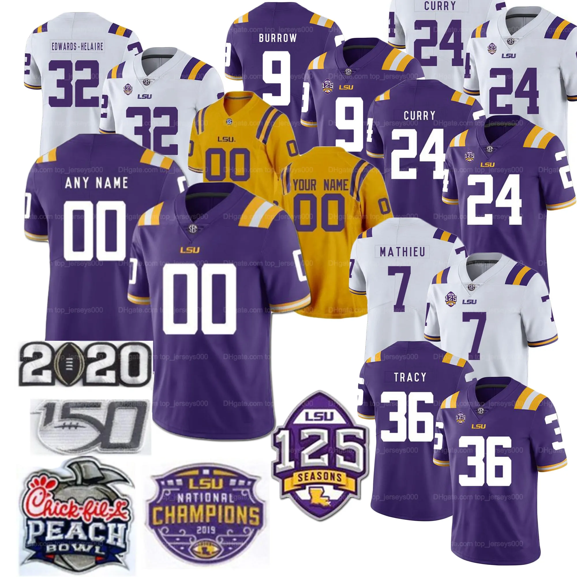 Personnalisé Hommes Femmes Jeunesse College Football Jersey JaMarr Chase Joe Burrow Odell Beckham Jr. Peterson Fournette Cannon Adams Cousu Top Qualité