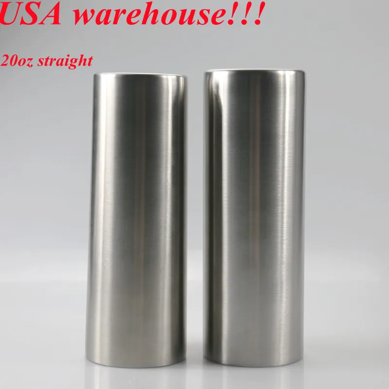 local warehouse!!!20oz straight tumbler sliver skinny tumblers Vacuum Insulated cup stainless steel watter bottle with lids straws in stock(25pcs/carton)