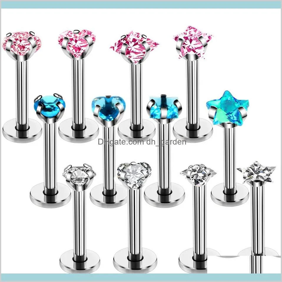 316L Surgical Steel Zircon Screpring Tragus Cartliage Percings Labret Piercing Body Jewelry K54xq