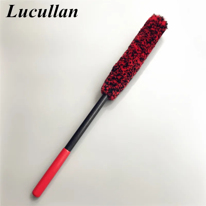 Lucullan حزمة واحدة تحسين النسخة تعزيز مقبض بريميوم الصوف عجلة فرشاة 38 / 43CM سيارة حافة فرش الصوف الألياف الناعمة