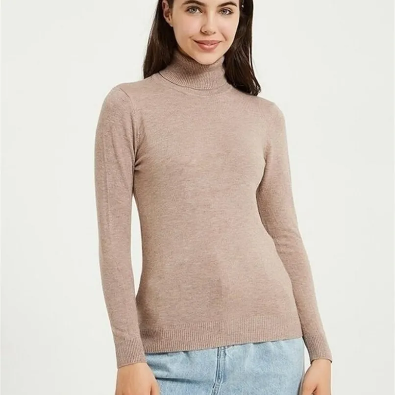 Wixra Tricô Sweater e Jumper Turtleneck Tops Pullovers Casual Sweater Womens Manga Longa All-Match Elastic Sweater 211218