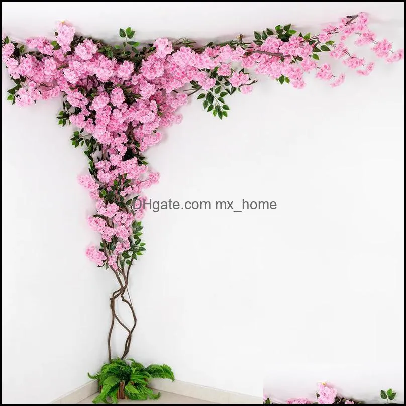 Decorative Flowers & Wreaths Cherry Blossom Tree Branch Artificial Flores Artificiales De Alta Calidad Romanticpink Decoration Home