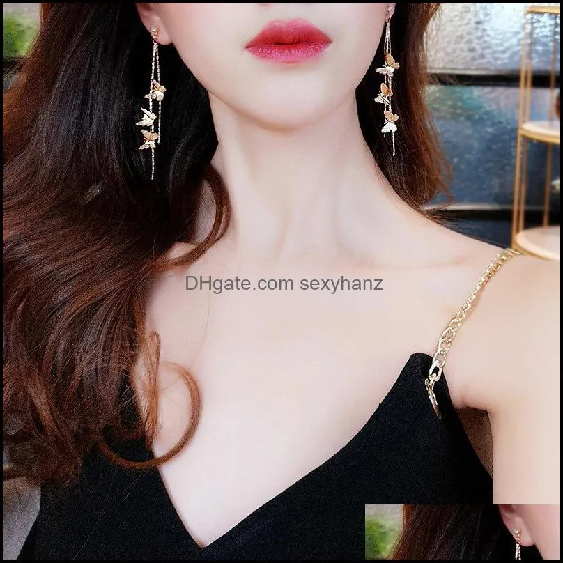 Vintage Long Tassels Butterfly Drop Earrings For Women Gold Bohemian Earrings 2021 Brincos Female Fashion Jewelry