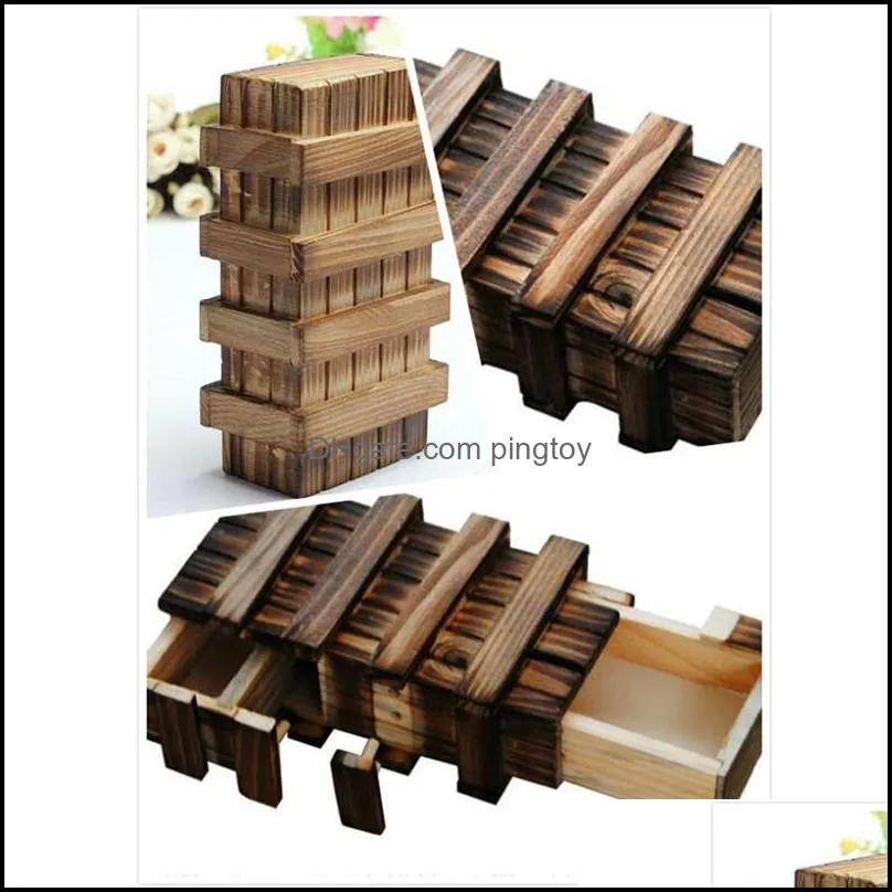 Magic Compartment Wooden Puzzle Box With Secret Drawer Baby Brain Teaser Educational Toys for Children Kids Gift Secret Box