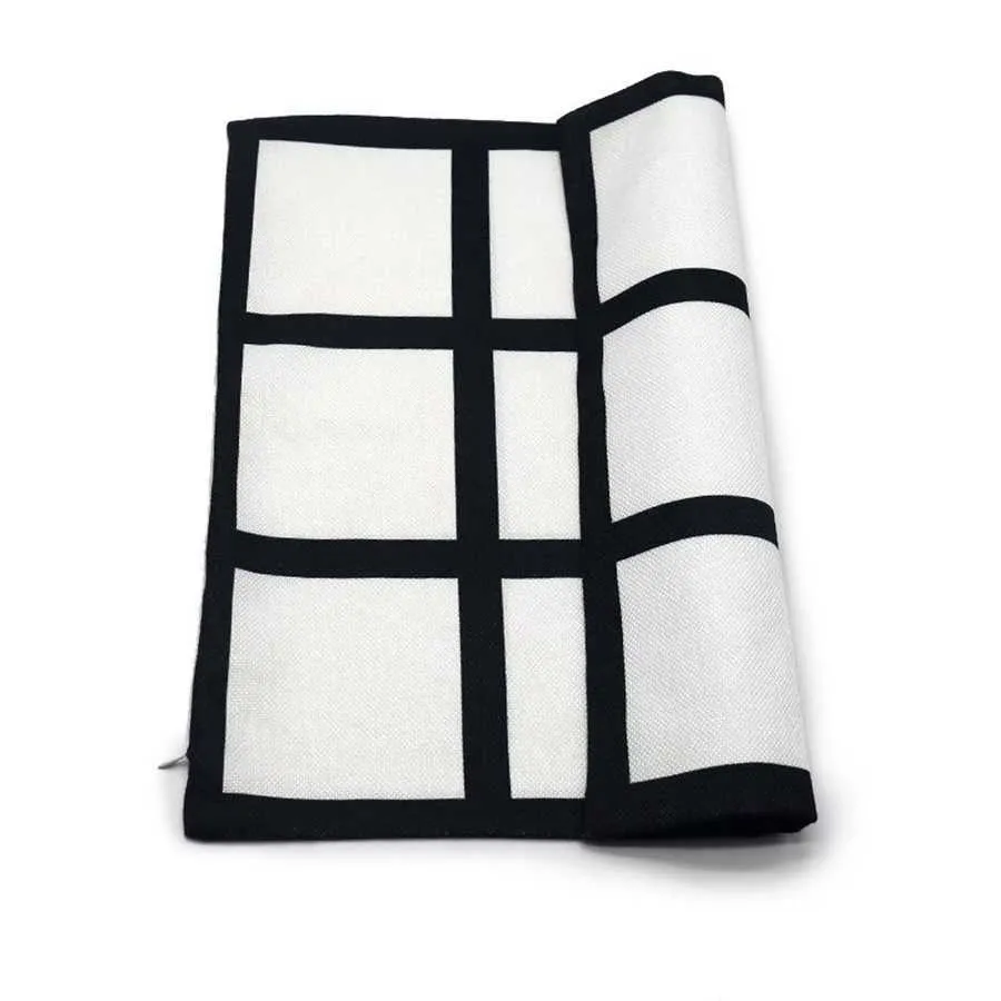 Sublimering örngott Väska Svart Blank Grid Värmeöverföring Kasta Kuddehölje Hem Sofa Pillowcases 40 * 40cm Hav