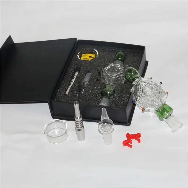 Smoking Hookahs Glass Nectar with 14mm quartz tips titanium nail nectar dab straw pipes oil rigs bongs water pipe