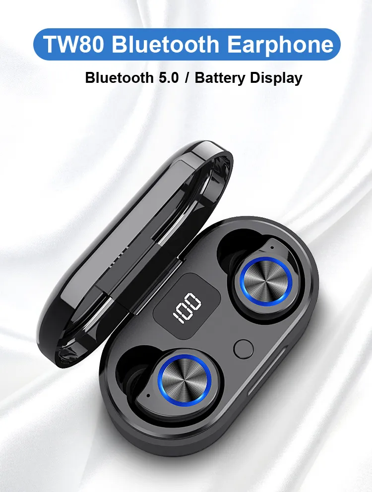 Mini auriculares TWS Touch Colores Rohs Inalambicos auriculares Bluetooth impermeables con caja de carga auriculares TW80