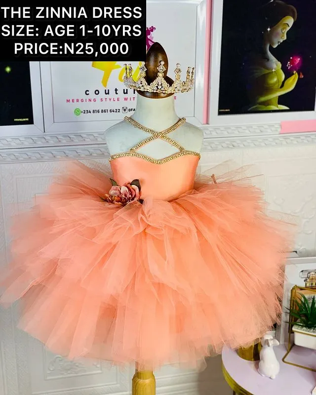 Knee Length Tulle Peach Formal Gown With Orange Crystals For Flower Girls Perfect For Birthday Pageant And Wedding ZJ597 From Chic cheap 65.78 DHgate.Com