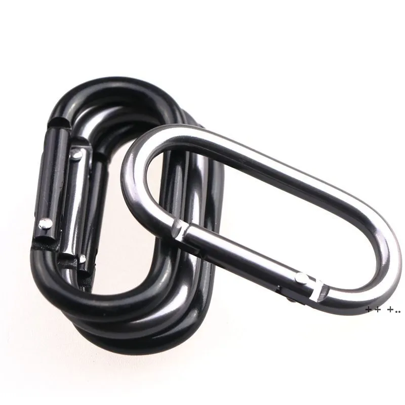 Oval Carabiners Snap Hook Aluminum Alloy 50x25mm in Black and Gray for Water Bottle Keys Agricultural Hook Daily Use RRD11714