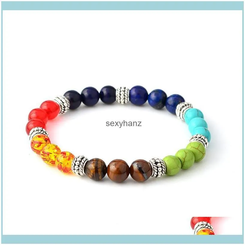 7 Yoga Healing Reiki Prayer Natural Stone Bead Balance Bracelets Yoga 7 Chakra Bracelets Inspirational Jewelry