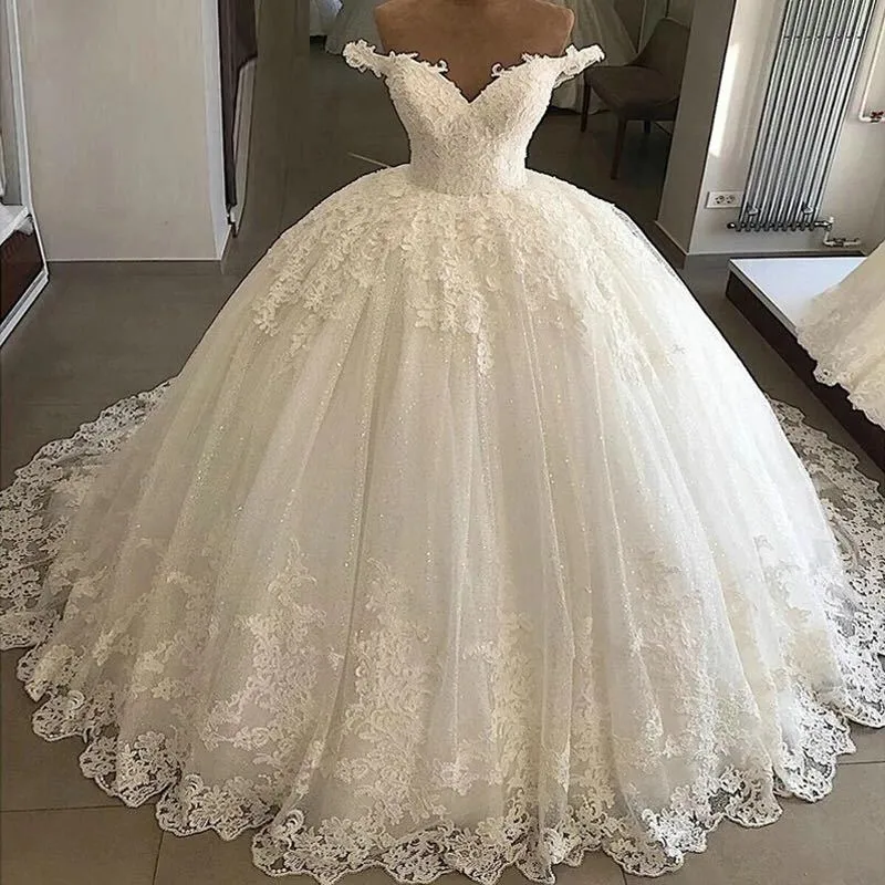 خمر Vestidos De Novia Casamento 2021 زي العرائس الكرة ثوب الدانتيل زين فستان الزفاف رداء De Mariee Trouwjurk