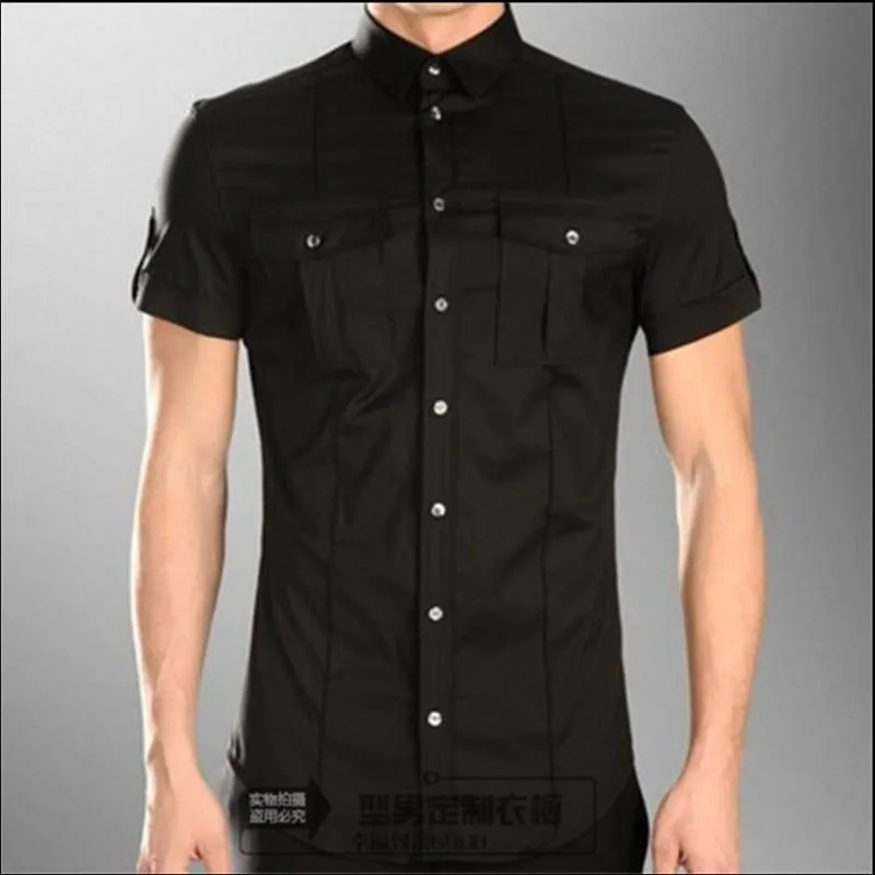 メーカー販売 S 5xlメンズサマーブラック半袖シャツスリム男性薄いオールマッチトップヘアスタイリスト潮シャツシンガーコスチュームカジュアル 西原小学校 Hs Stgeorgechicago Org