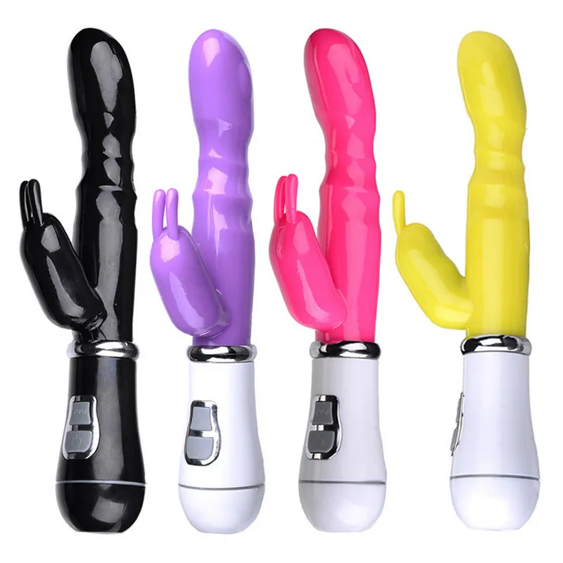 G-Spot Double Dildo Vibromasseur Lapin Étanche Adulte Masseur Vaginal Sex Toys Pour Femmes Masturbation