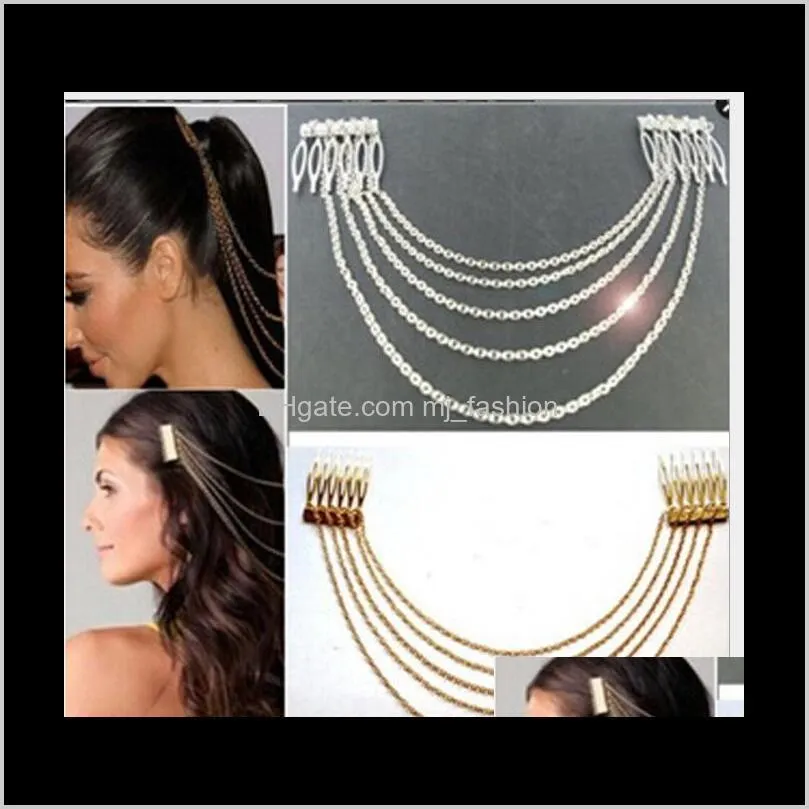 promotion wholesale - newest women`s vintage gold/silver chains fringe tassel hair ps2135