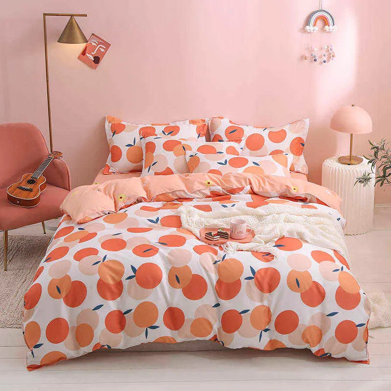 Orange Kawaii Mignon Dessin Animé Luxe Double Reine King Size Textile Lit  Textile Draps Enfants Couette Literie Douce Ensemble Pour Fille X0803 Du  68,75 €