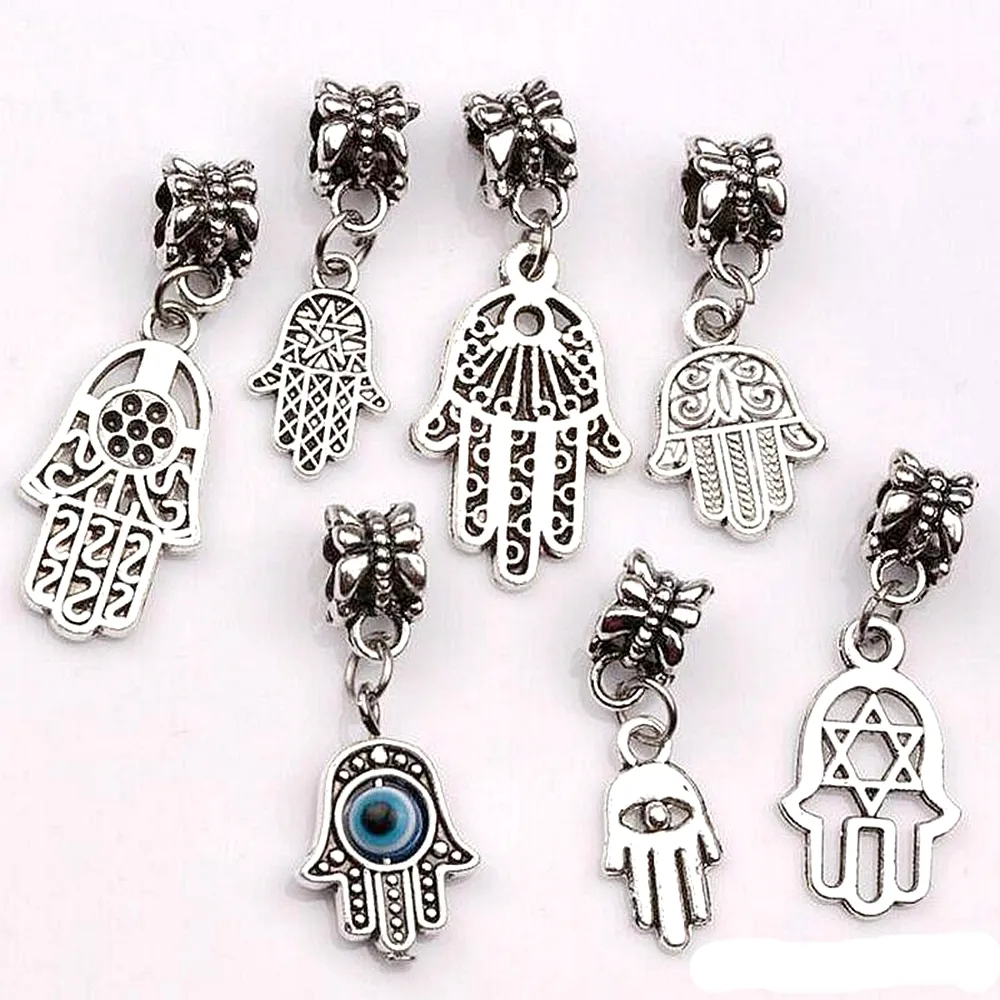 100st Antik Silver Alloy Mix Hamsa Hand Charm Hängsmycke för smycken gör armband Halsband DIY Tillbehör A-385