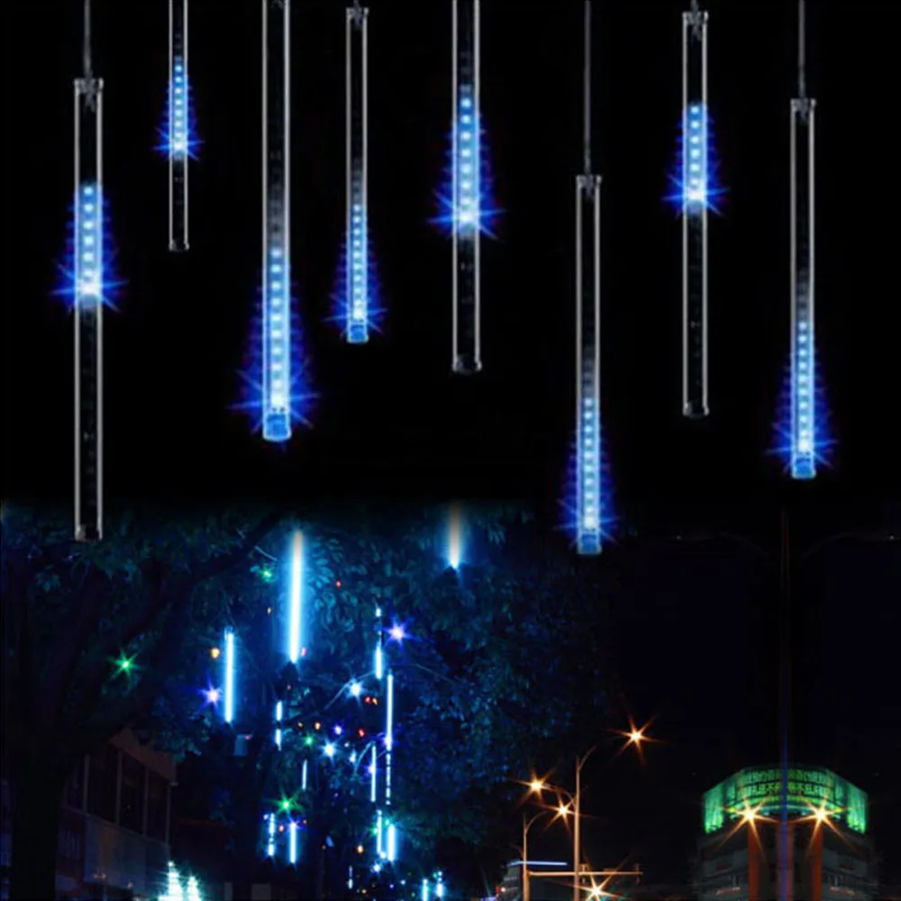 Multicolor 30 cm de meteoro Tubos de lluvia Cuerdas AC100-240V LED Luces de Navidad Luces de Navidad Jardín Jardín de Navidad String Light Outdoor