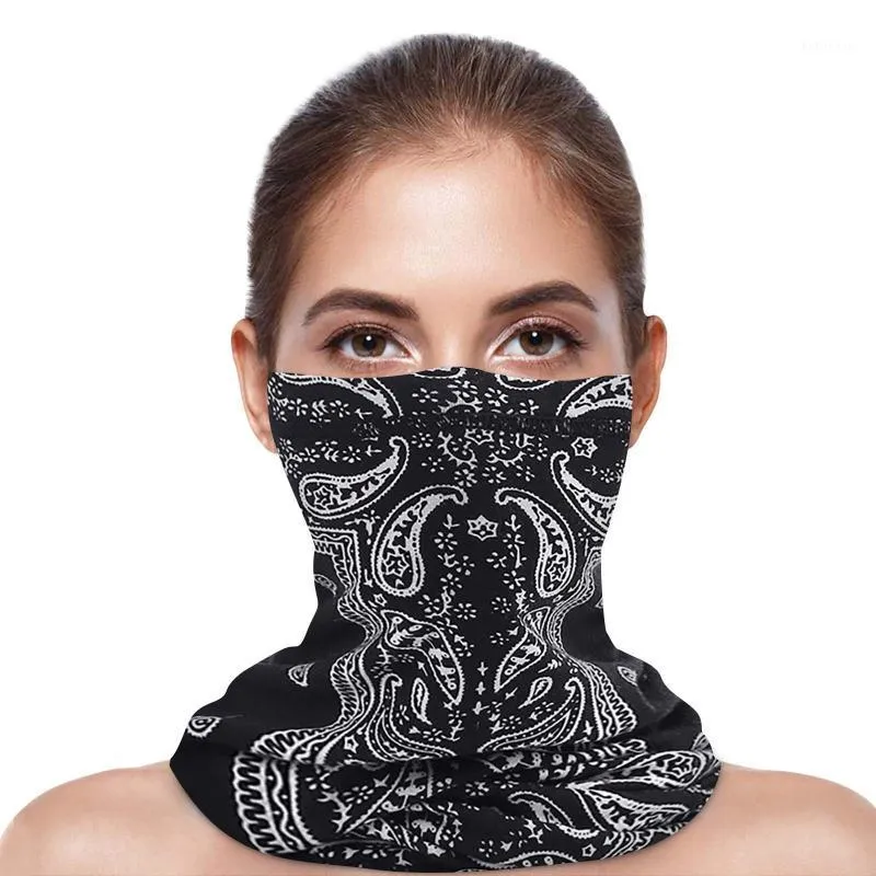 15# Unisex Black Solid Color Bandana Scarves Outdoor Multipurpose Scarf Neck Windproof Sun Protection Riding Face Shiled Cycling Caps & Mask