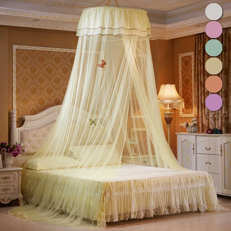 Round Top For s Ceiling-Mounted Mosquito Net Free Installation Foldable  Canopy with Hook Princess Bed Curtain D30