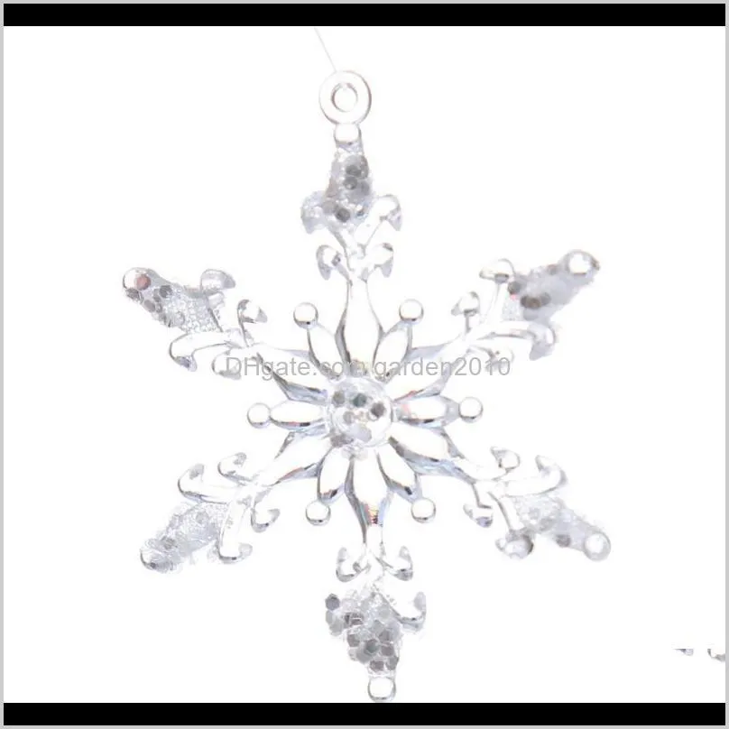 12pcs/pack 4.5cm transparent acrylic snowflakes christmas decoration party festival navidad xmas tree hanging ornaments1