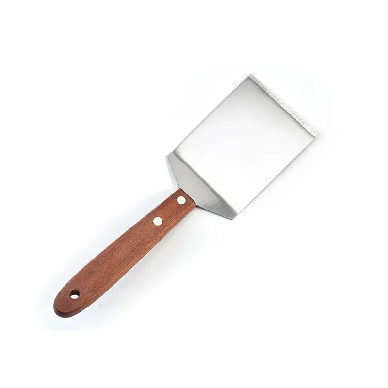 Stainless Steel Steak Spatula Pancake Scraper Turner Grill Beef Fried Pizza Shovel With Wood Handle Kitchen BBQ Tools LX4514