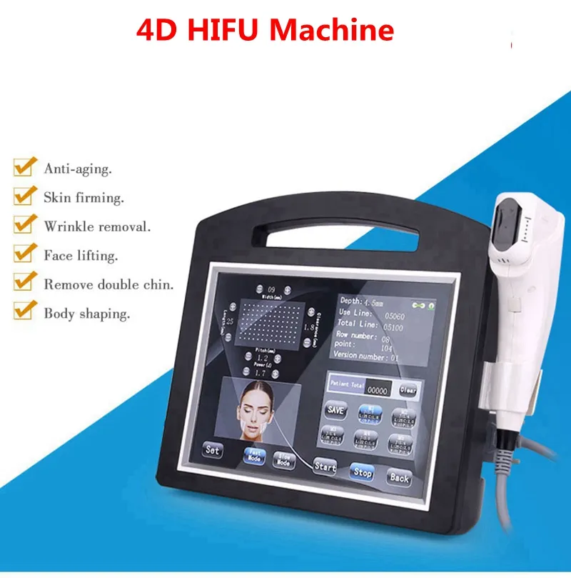 Professionelle 3D 4D HIFU-Maschine 12 Linien hochintensiver fokussierter Ultraschall SMAS Hautstraffung Faltenentfernung für Facelift und Körperschlankheit