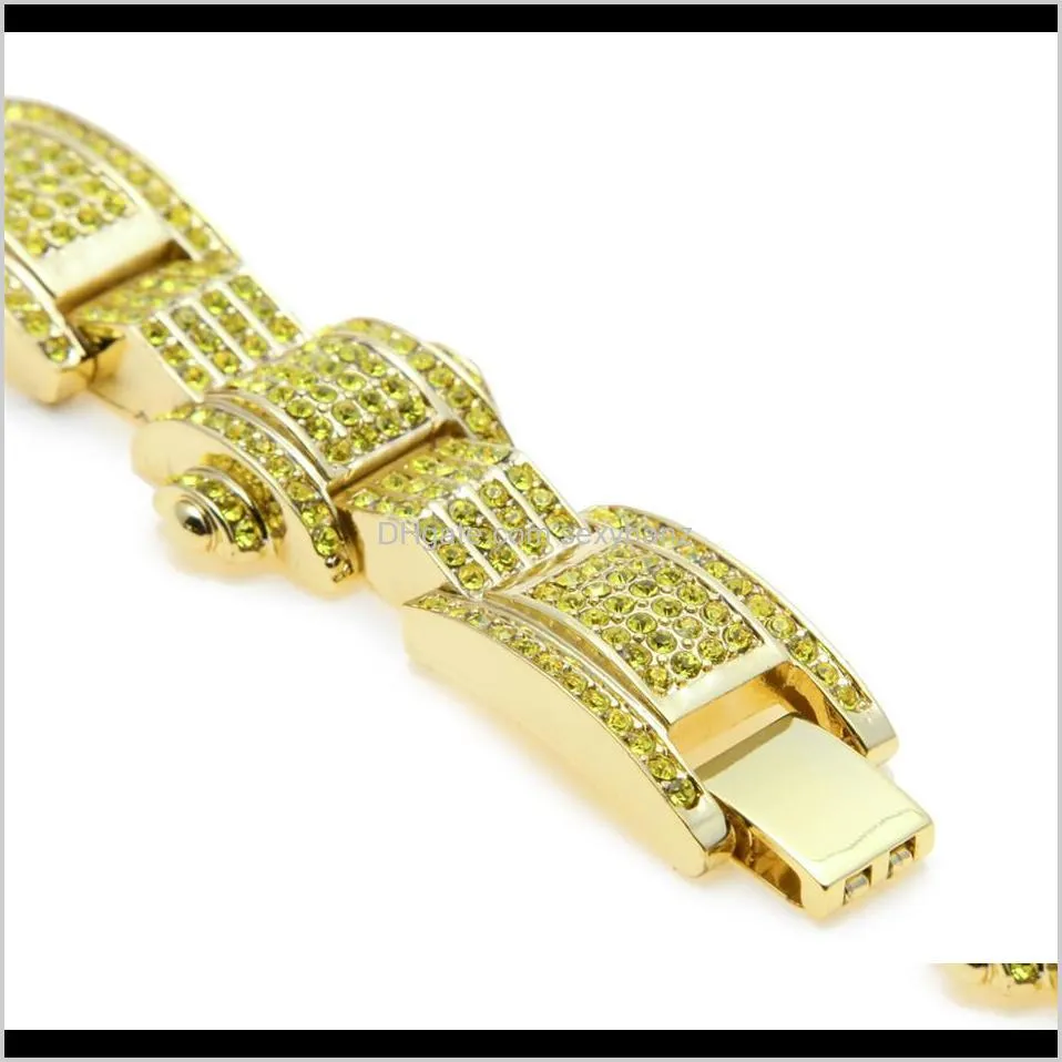 men`s hip hop gold silver black bracelet fashion punk jewelry iced out rhinestone crystal zinc alloy silver bangle bracelets