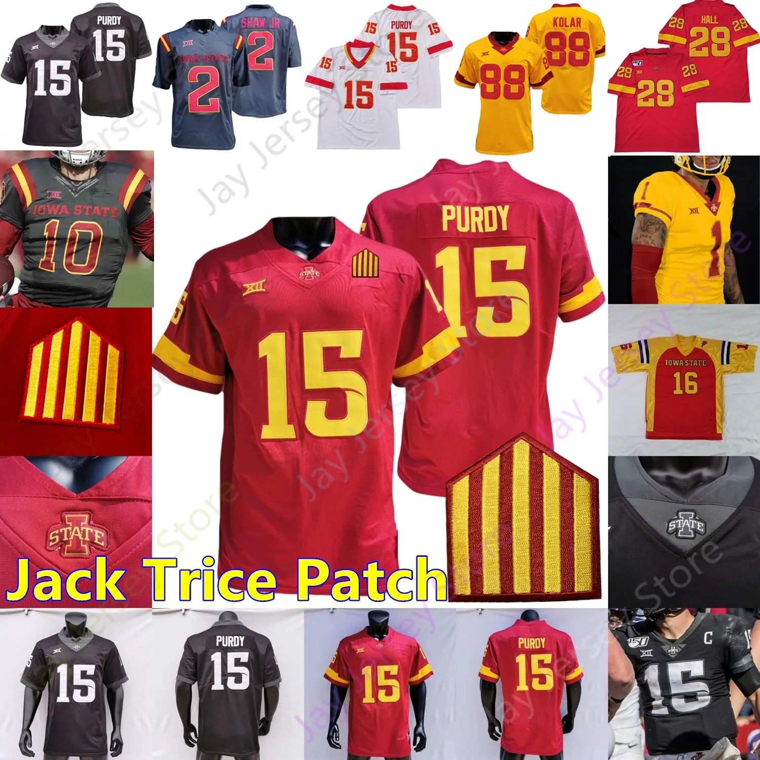 Iowa State Cyclones ISU Football Jersey NCAA College Rocco Becht Brock Purdy Caleb Bacon Cartevious Norton Benjamin Brahmer Sama III Cooper Kohl Purchase Onyedim