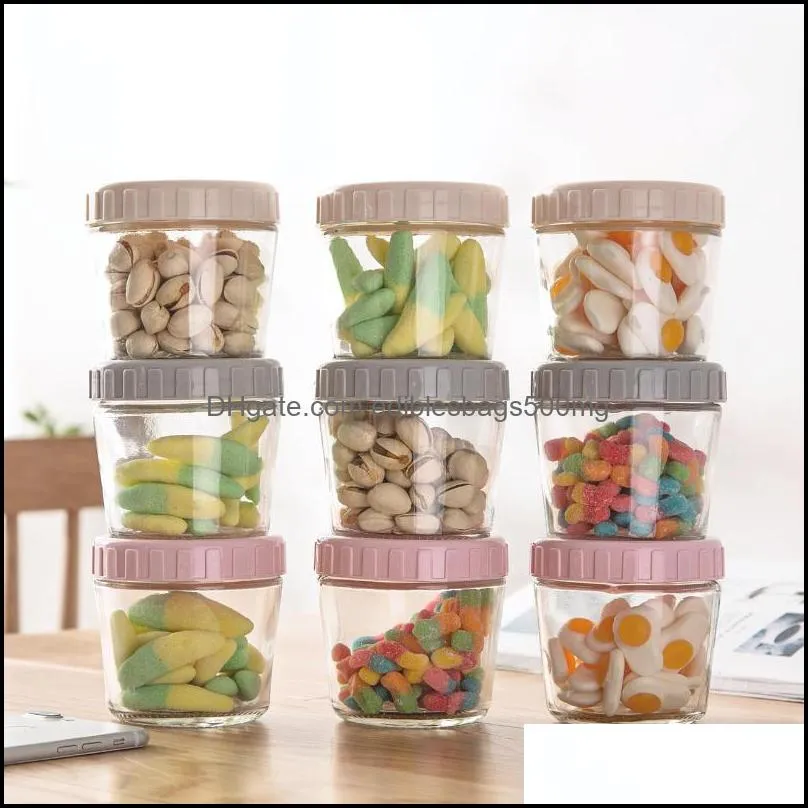 Storage Bottles & Jars 3Pcs Kitchen Containers Transparent Glass Container Candy Organizer Clear Food Jar Bottle Refrigerator