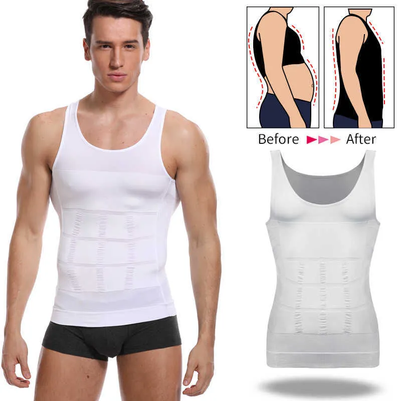 Męskie Body Shaper Brzuch Redukcja Shapewear ABS brzuch Odchudzanie Koszule kompresji Gorset Top Fitness Ukryj Ginekomastia Bielizna