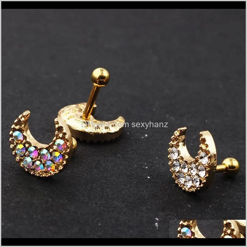 stainless steel ear studs cartilage earrings for women girls tragus helix earring cute conch body piercing jewelry 16g