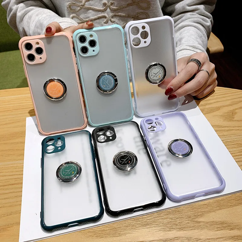 Transparent Matte Powrót TPU PC Phone Case dla iPhone11 12 Pro Max X XR Huawei P30 P40 z uchwytem zegarowym Bracket Anti-Dopasuj Dwuosobowy Mobilelephone Bracke Teleftphone Case