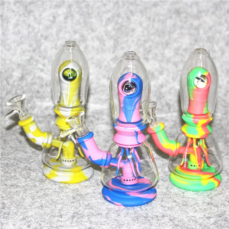 Mini Silicone Beaker Bong Dab Rigs Water Pipe Bongs Unbreakable Oil Rig with 14mm Glass Bowl smoking hand pipes ash catcher