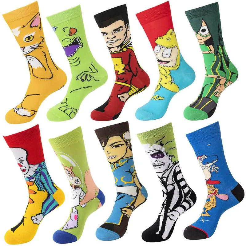 Chaussettes pour hommes Hommes Crew Anime Skateboard Cartoon Movie Gamers Nouveauté Meias Hip Hop Calcetines