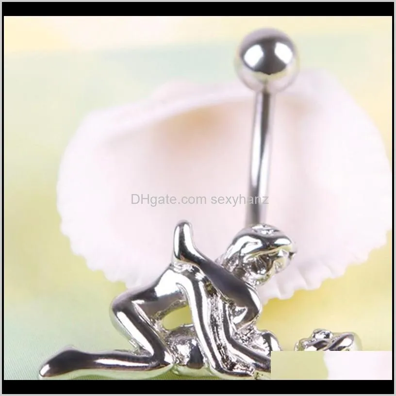 d0197 (1 color) silver color navel button ring piercing body jewlery 1.6*20cm belly jewelry