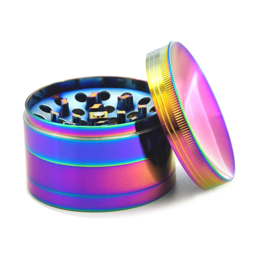 50 pezzi Arcobaleno Herb Grinder Accessori per fumatori Metallo Tabacco 40mm 4 strati Modello a strati Smerigliatrice colorata Frantoio per sigarette DH8755