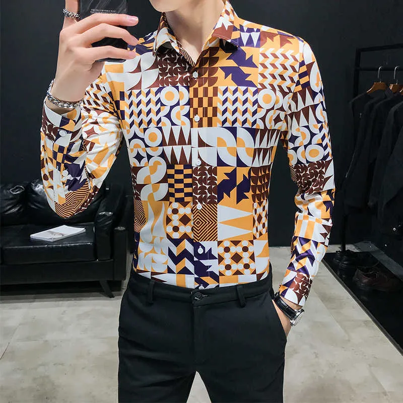Camisa Con Estampado De Lunares Para Hombre Informal De Manga