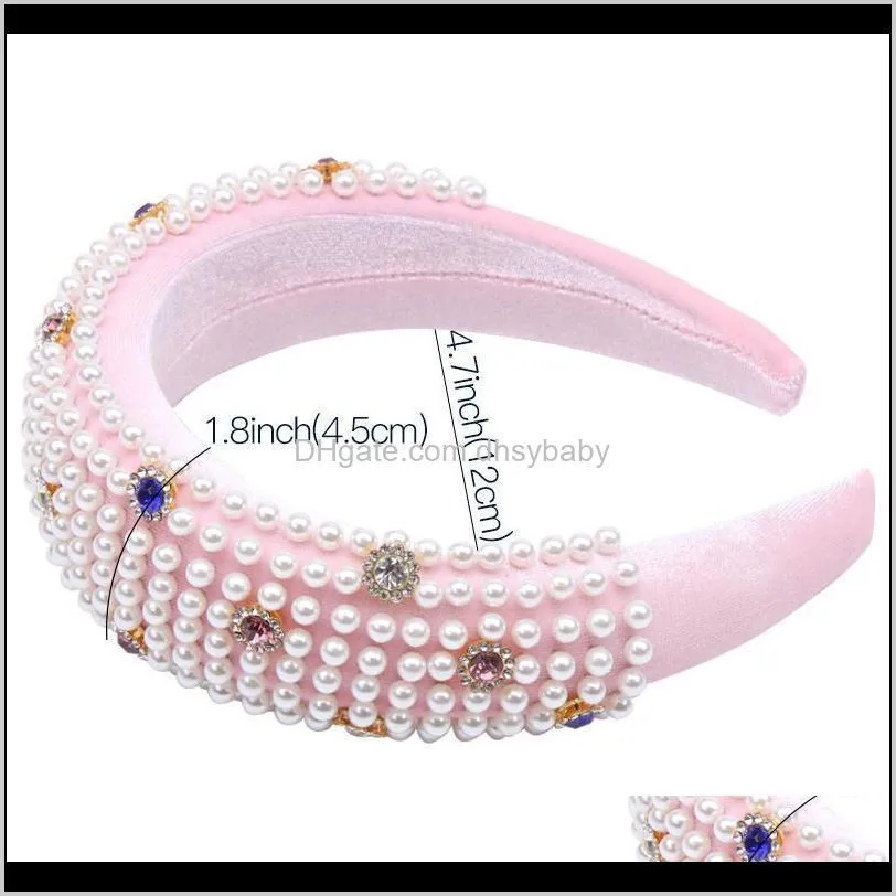 fashion crystal rhinestone velvet padded headband for women pearl cover sponge hairband hairband women hair accessories head band