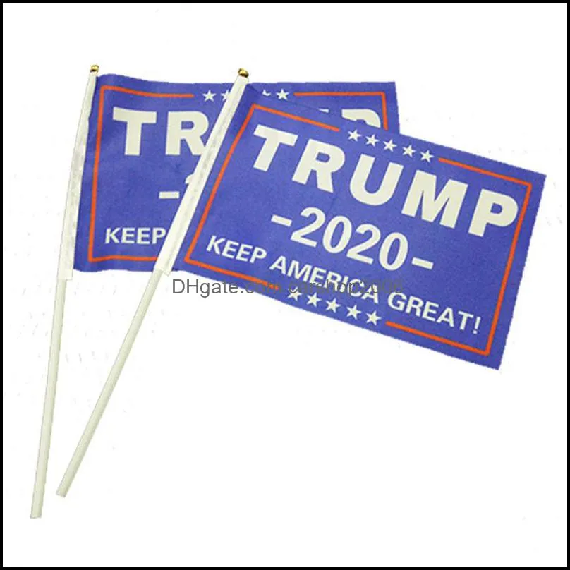 Hand Held Trump Mini Flag 2020 Election Flag With Stick Trump President Election Keep America Great Fashion Home Decoration Banner