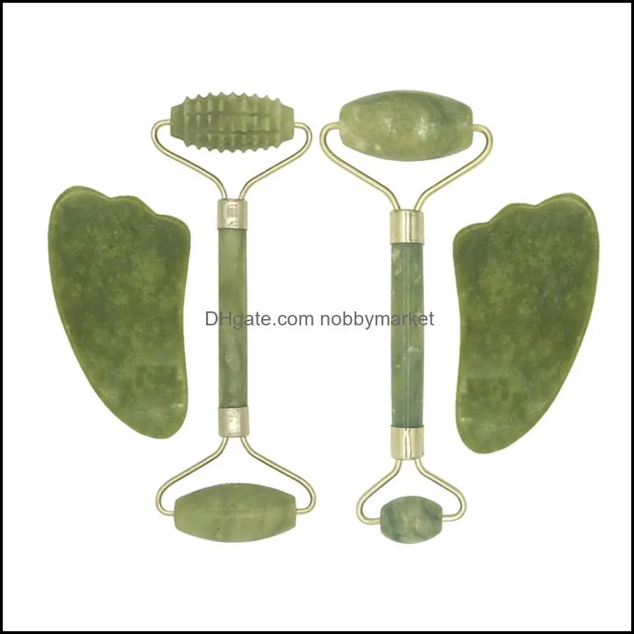 Roller Natural Jade Face Massager Gua Sha Scraper Set Gouache Guasha Tool Designer Body Wholesale 860O