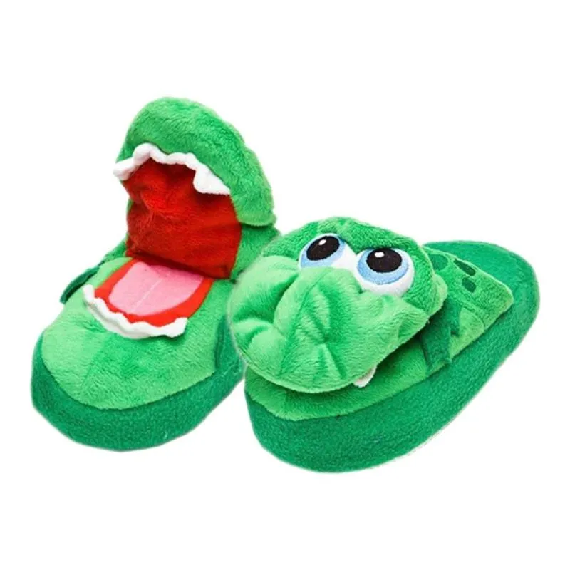 Chaussons d'hiver chauds chaussures d'intérieur drôle maison bouche ouverte  crocodile unisexe tapis en forme d'animal