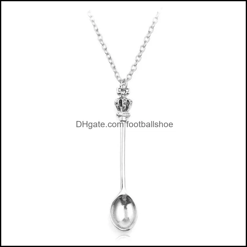 JG1 new jewelry,Chain,, gold, silver, crown mini teapot royal Alice snuff necklace, crown spoon Pendant necklace K5743