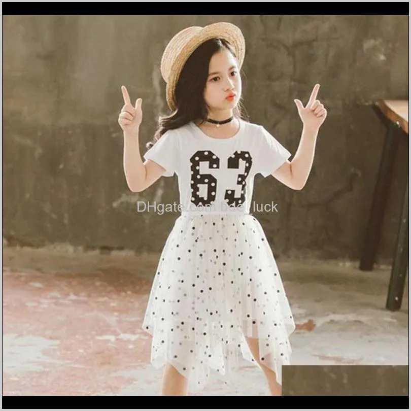 2020 New Girl Dress Fashion Dot Kids Dresses For Girls Ruffle Pleated Kids Dress Spring Summer Cute Beach For Girls Party