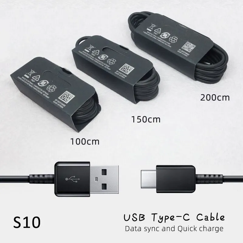 OEM type C data cable 1M 1.5M 2M cables fast charging cord S8 s10 10 note 20 charger for huawei p20 p30