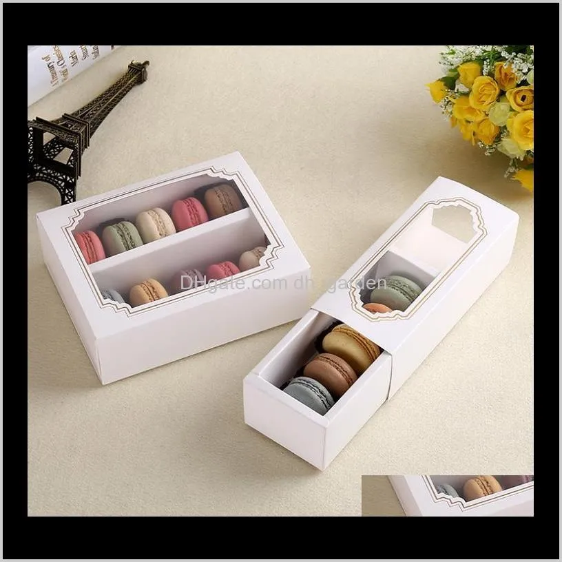 macaron packing boxes wedding party 5/10 pack cake storage biscuit clear window paper box cake decoration baking ornaments sn2365
