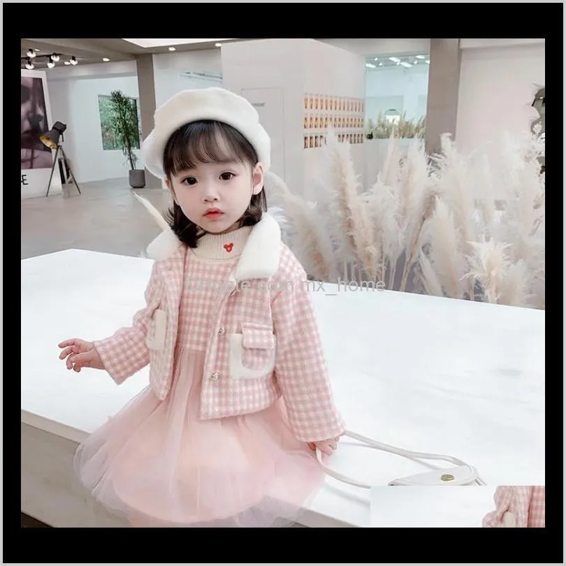 girls` winter dress suit version of children`s fashion two piece plush princess skirt for children`s middle and large children