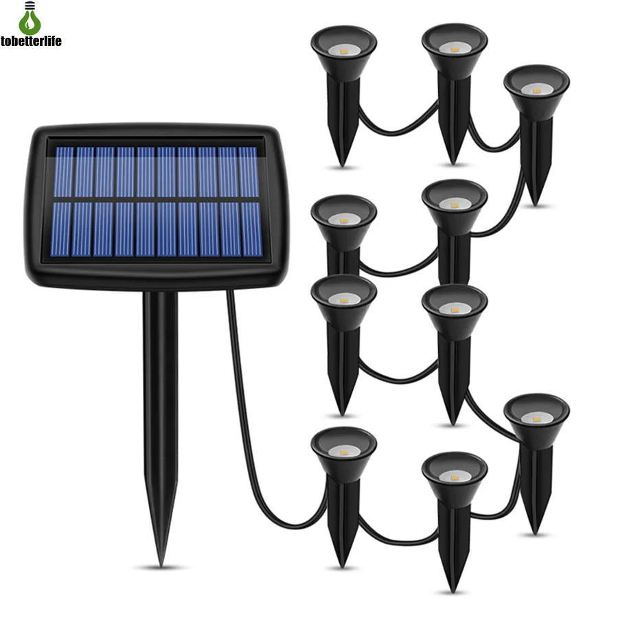 Guirlande solaire lampe à gazon 2 pièces 10 pièces chemin étanche lumière au sol pour jardin cour paysage Patio blanc chaud